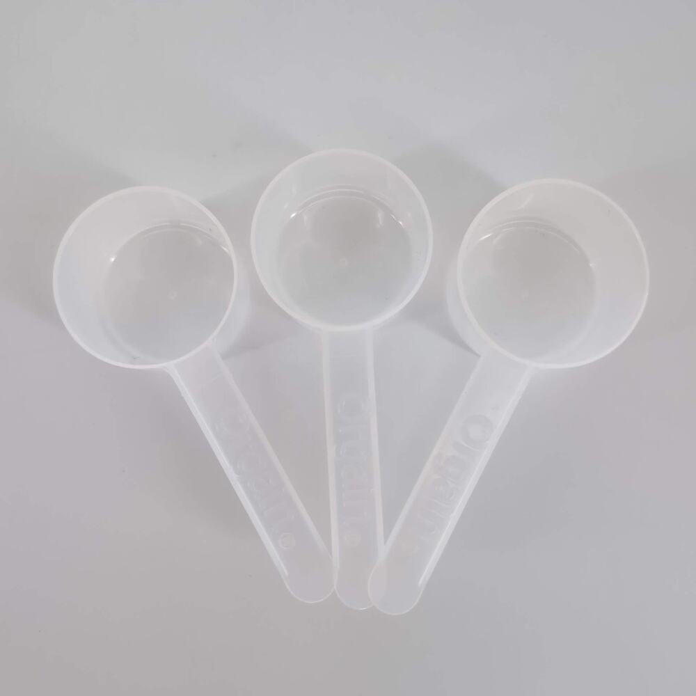 Three Measurex Orgain Transluscent Plastic Long Handle Measuring Scoops - 43 CC